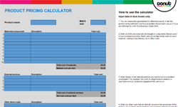 Product pricing calculator template image