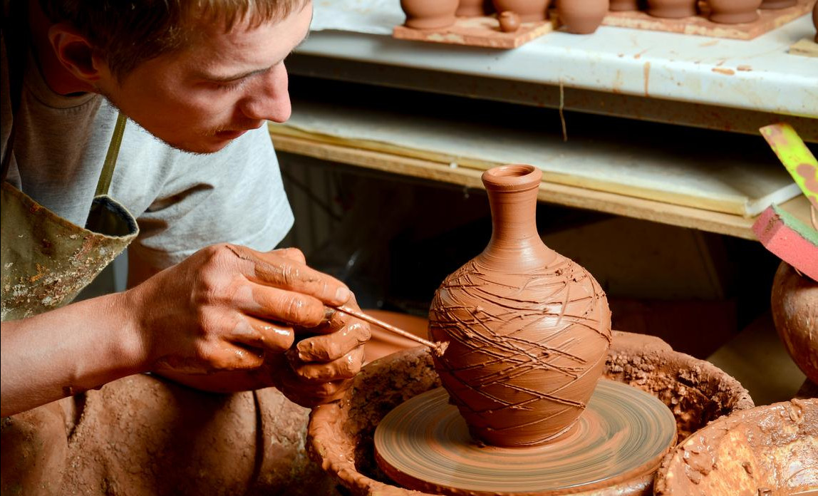Preparation of Clay for Pottery by Hand Stock Image - Image of