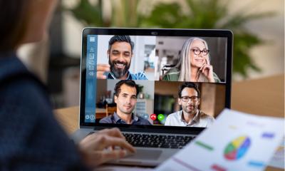 Remote workers join a virtual meeting