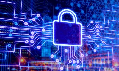 A digital lock icon on a circuit board showing that data is protected - data security concept.