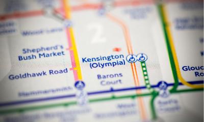 Kensington Olympia metro station on a map