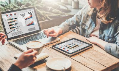 A marketing team look at the latest campaign data