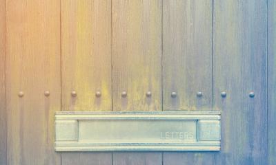 Old wooden door with a letter box