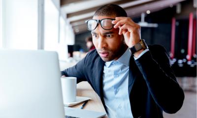 A customer is surprised and frustrated by a badly designed website