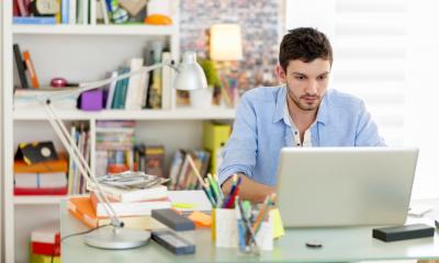 A young entrepreneur completes some online personal development