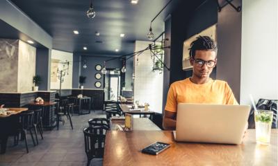 Person working in a cafe
