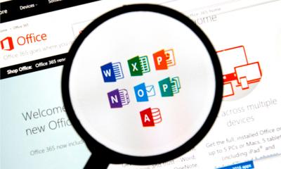 Microsoft 365 icons on a laptop screen
