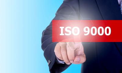 Preparing for ISO 9000 - checklist Person pressing floating words ISO 9000