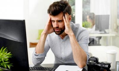 Man looking worried thinking about his start-up business