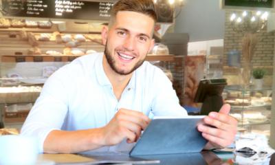 A small business owner accesses COVID-19 business support online