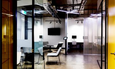 Interior of an empty modern office where staff have been placed on furlough