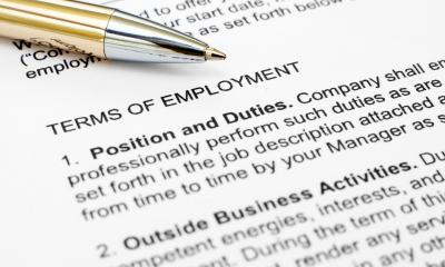 Close up shot of an employment contract