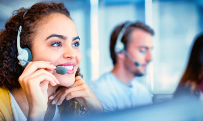Women using phone headset