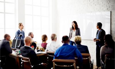 Businesspeople meeting in a conference room - brainstorming concept