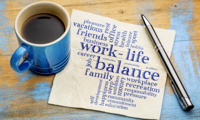 Work-life balance writing on a piece of paper