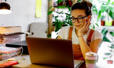 A female employee is happy working from home supported by her employer