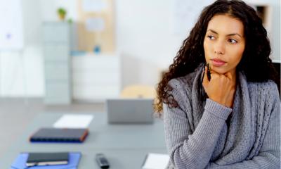 A female employee considers what matters the most at work