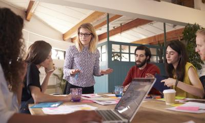 Businesswomen in an office meeting